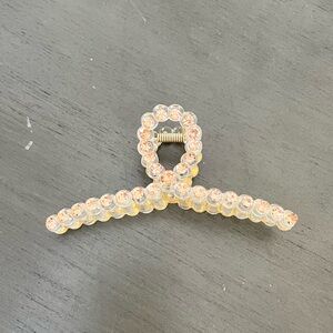 Amber Light Brown Boho Rhinestone Large Transparent 4.25” Lobster Claw Hair Clip